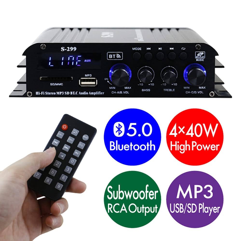 ポータブルアンプ 2.1CH Bluetooth 5.0 デジタルアンプ HDMI COAX OPTMIC カラオケ